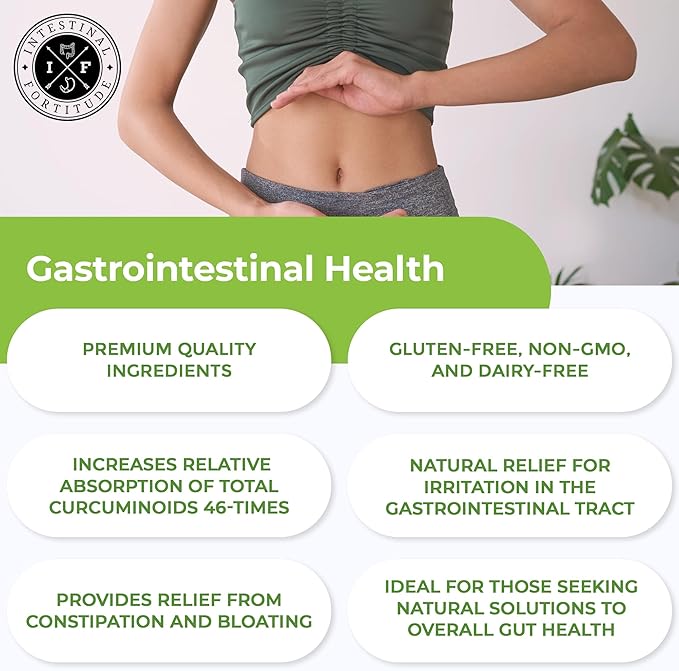 Intestinal Fortitude AI-5 - Digestive Herbal Capsule Supplement w/CurcuWIN Turmeric Curcumin Boswellia Serrata Ginger Root &amp EGCG Green Tea for Gut &amp DigestiveHealth Support Non-GMO Dair