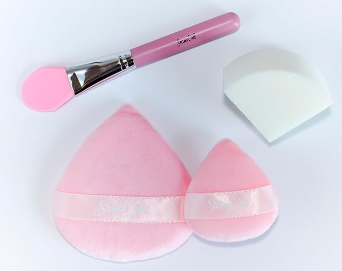 StansOut Ultimate Complexion Bundle: Liquid Foundation Brush Makeup Brushes for Liquid Cream Stick Foundation - Flat Round Blender Brushes - 101 Contoured 108 Straight - Long-Lasting