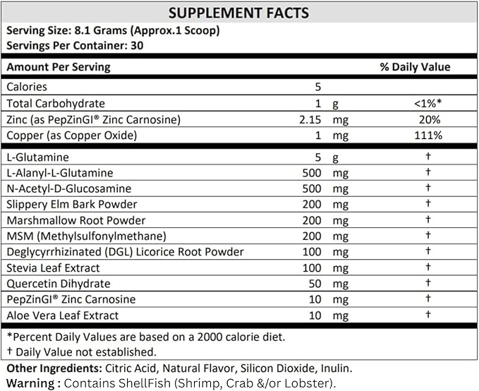 TERRA ORIGIN Healthy Gut Stick Packs L-Glutamine Slippery Elm Aloe Vera Licorice Root Extract Gut Health Digestive Support Leaky Gut Repair Immune Function On-The-Go 21 Ct Berry