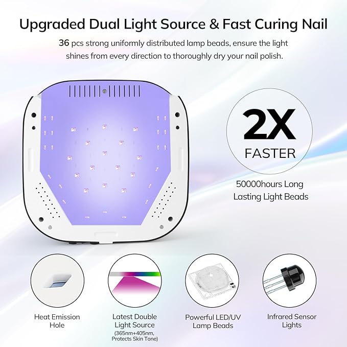 UV Light for Nails Lavinda UV Nail Lamp 54W Rechargeable Nail Dryer Gel Polish Light with Large Touch Display Professional Fast Curing Lamp with 4 Timer Setting Auto Sensor for Salon &amp Home