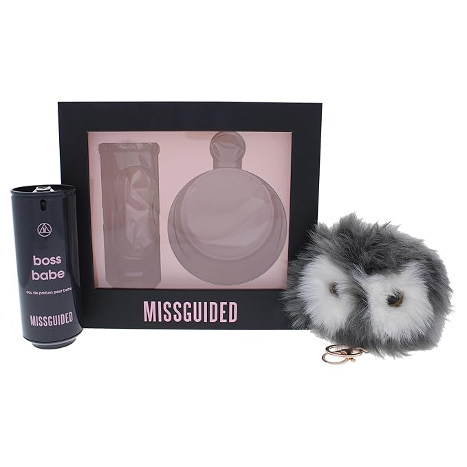 Missguided Boss Babe for Women - 2 Pc Gift Set 2.7oz EDP Spray Pom Pom Keyring