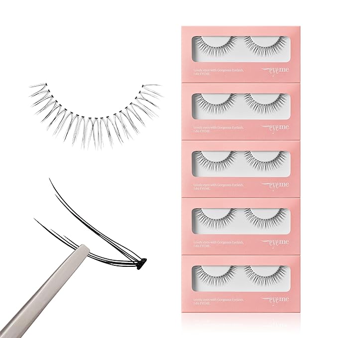 EYEME Cutting Eyelash NO.V32 ? 5 Set Pack Customizable Cluster Lashes with Layered Short &amp Long Fibers for a Soft Romantic Look Lightweight &amp Flexible K-Beauty