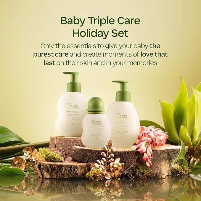 Natura ? Mom &amp Baby Triple Care Set ? Brazilian Vegan Hypoallergenic &amp Dermatologist Tested ? Moisturizer Cleanser &amp Cologne ? Mom &amp Baby Bath &amp Body Essentials