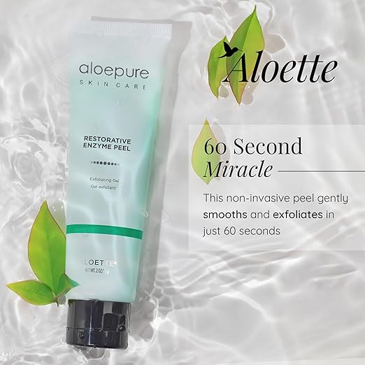 Aloette Face Peel Gel Restorative Enzyme Peel (2 Oz) - Face Peeling Exfoliating Gel for Hydrated Skin - Aloe Vera Facial Peel &amp Deep Cleansing Face Mask For All Skin Types - Glycolic Acid Alterna