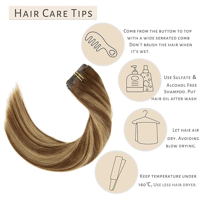 Caliee Balayage Clip in Hair Extensions Real Human Hair Fluffy Not Tangled Seamless Hair Extensions Clip in Human Hair 20 Inch 115G 8Pcs R4-4/27 Chocolate Brown to Caramel Blonde Hair