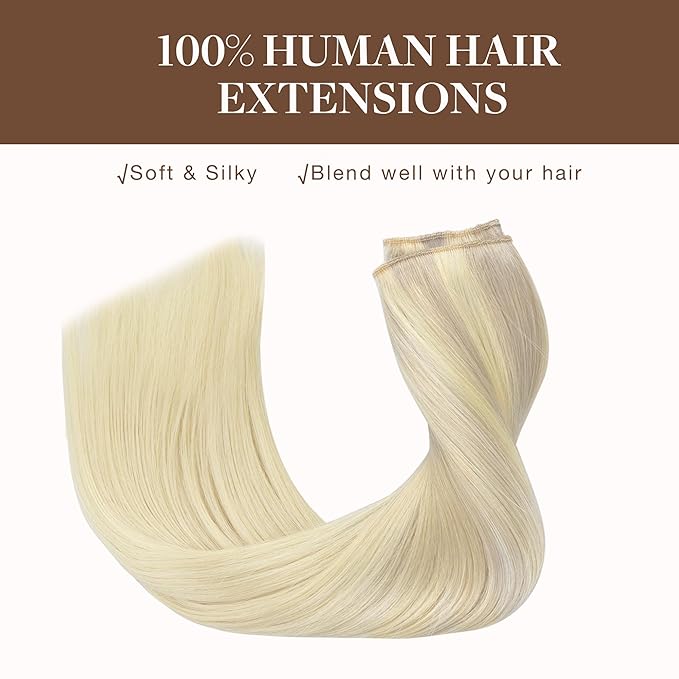 GOO GOO Wire Hair Extensions Human Hair 17/22/60 Ash Blonde with Golden Blonde and Platinum Blonde Balayage 18inch 95g Invisible Wire Hair Extensions with Transparent Seamless Fish Line Hairpiece