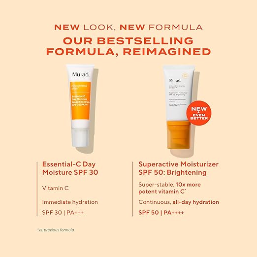 Murad Superactive Brightening Moisturizer SPF 50 - Vitamin C Packed Hydrating Ulta Sheer Facial Sunscreen W/Lipid-boosting Technology for Preventative Aging Protection from UVA/UVB (1.7 Fl Oz)
