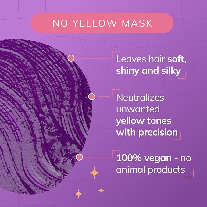 Fanola No Yellow Purple Hair Mask - Acidic pH Deep Conditioning Hair Mask for Blonde Bleached &amp Grey Shades - Intense Violet Pigment Neutralizes Brassy Tones (33.8 Fl oz)