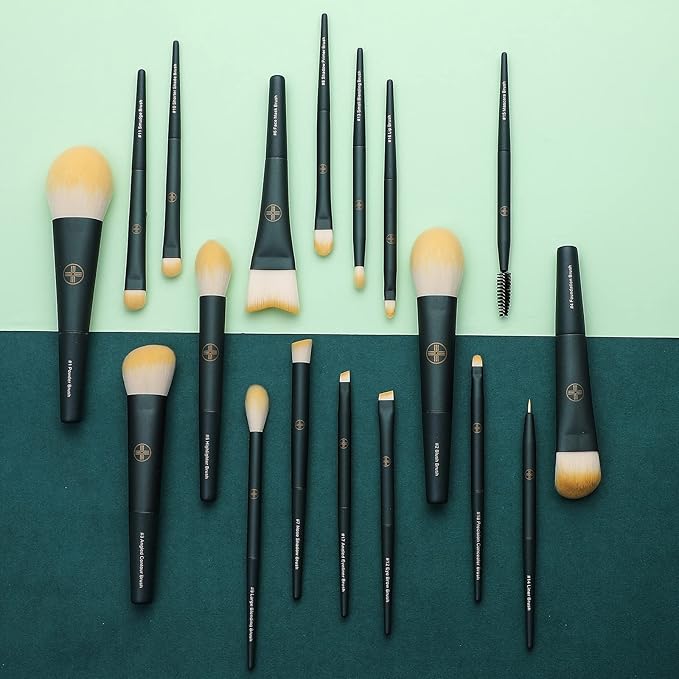 EIGSHOW Makeup Brushes 18pcs Professional Makeup Brush Travel Set with Eco Cylinder 2Cups Holder Premium Synthetic Foundation Powder Concealer Blush Blending Eye Lip Brush Kit - Cruelty Free