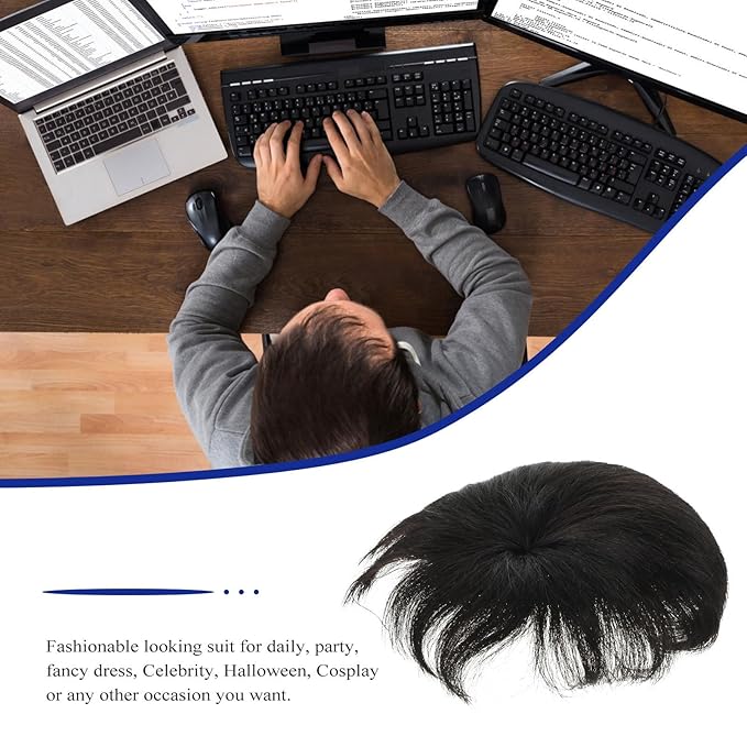 Pieces Clip Black in Hair Loss Extension Toupee Guy Fake Patch Hairline Seamless Daily Tape Invisible Covering Natural for Topper Accessory Bald