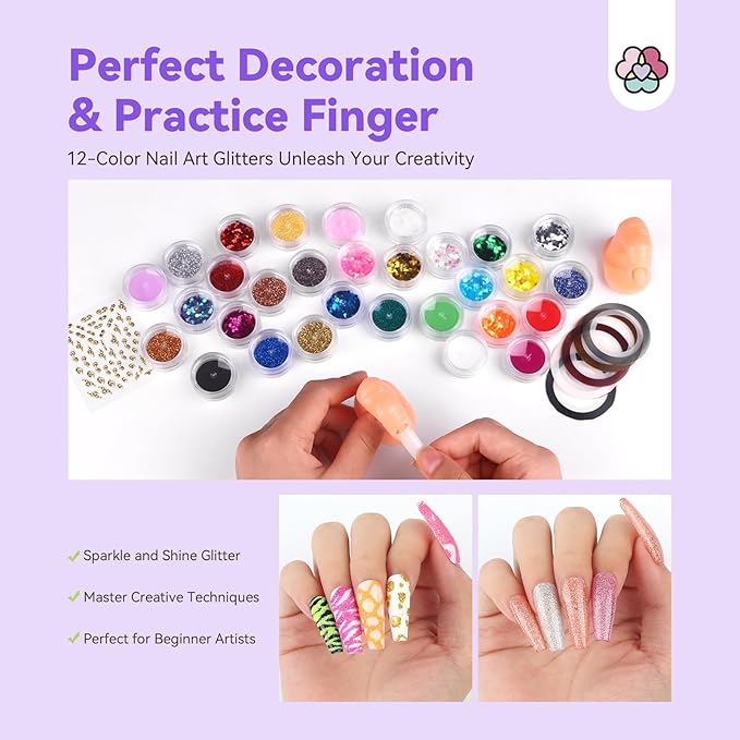 SAVILAND Acrylic Nail Kit for Beginners with Everything: Professional Nails Kit Acrylic Set with Powder Liquid Brush Forms Gel Polish U V Lamp Extension Tools Kit for Home DIY &amp Salon Manicure
