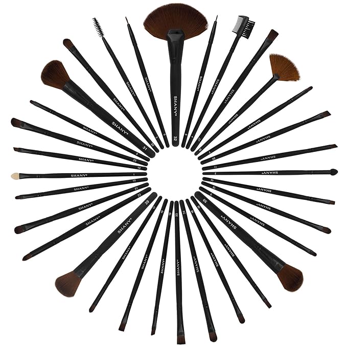 SHANY Makeup Brushes Premium Synthetic Foundation Powder Concealers Eye Shadows Cosmetics Brush Set with Faux Leather Pouch and Instruction sheet 32 Count