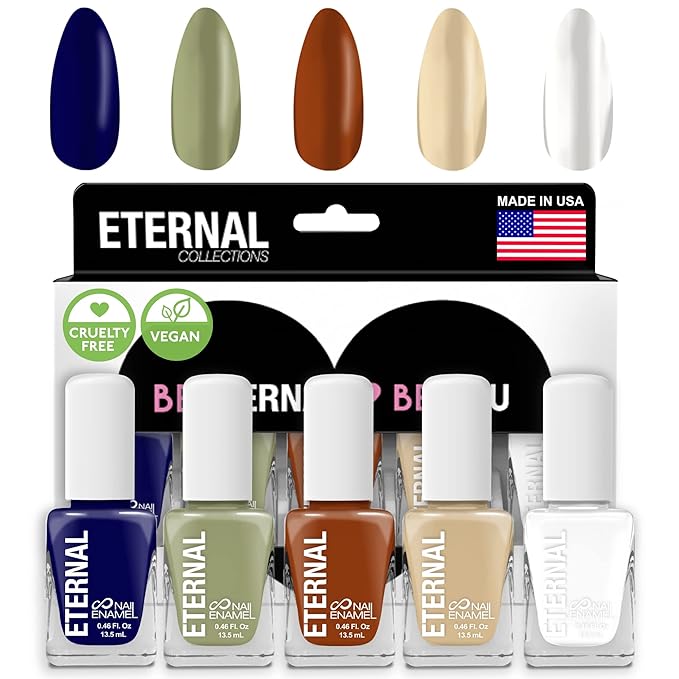 Eternal Nail Polish Set for Women (PLANET EARTH) - Nail Polish Set for Girls - Long Lasting &amp Quick Dry Nail Polish Kit for Home DIY Manicure &amp Pedicure - Made in USA 13.5mL (Set of 5)
