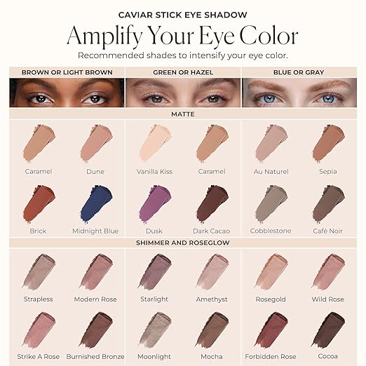 Laura Mercier Caviar Stick Cream Eyeshadow: Shimmer and Matte Finishes 24HR Wear Long Lasting Rich Color Easily Blendable and Buildable Waterproof Hyaluronic Acid Infused