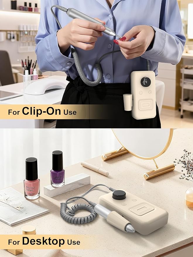 COPPA Portable Nail Drill NDK106 Electric Nail Drill Professional Kit with 12 Bits 31 Sanding Bands 45000RPM Rechargeable Nail Drills Machine for Acrylic Nails Gel Polishing Removing Home &amp Sal