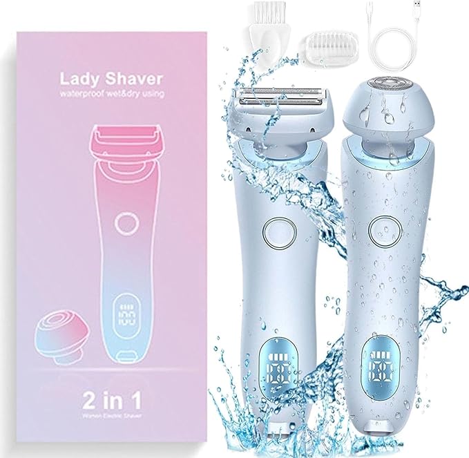Dusk Razor for Women - Silky Glide Pro 3.0 Razor 2 in 1 Electric Shaver Razors Ipx7 Waterproof Women's Bikini Trimmers Wet or Dry(Blue)