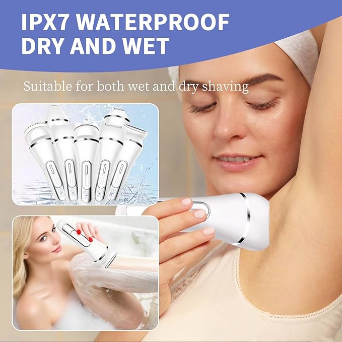 Electric Razors for Women Whole Body: 7 in 1 Hair Removal KitRechargeable Body Shaver - Wet Dry Hair Remover - Trimmer for Lady Face Underarms Public