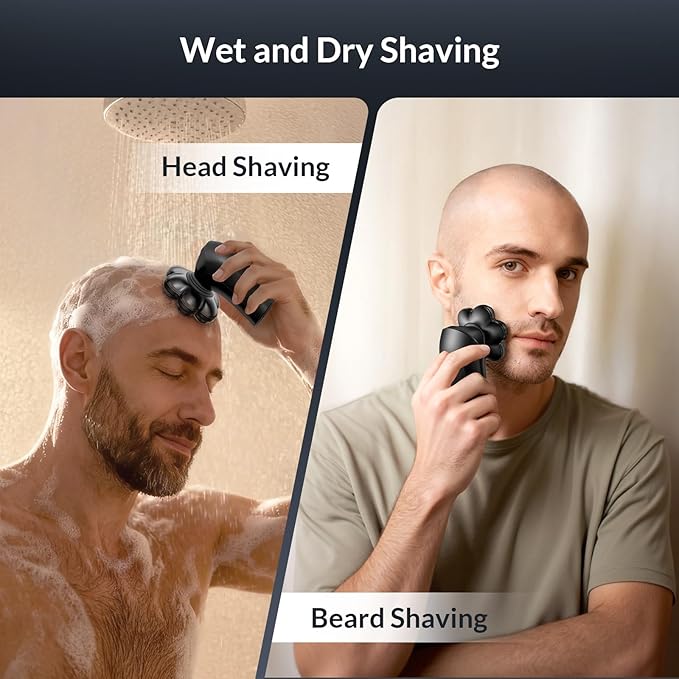 Head Shavers for Bald Men - 7D Arc Electric Razor with Magnetic Detachable Head Waterproof Wet Dry 5-in-1 Electric Shaving &amp Grooming Kit LED Display Rechargeable Head &amp Body Hair Shaver