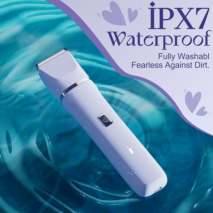 Electric Razors for Women - IPX7 Waterproof Painless Portable Bikini Trimmer Shaver Body &amp Pubic Hair Removal Machine Womens Lady Shaving Trimmers for Legs Private Area - Purple