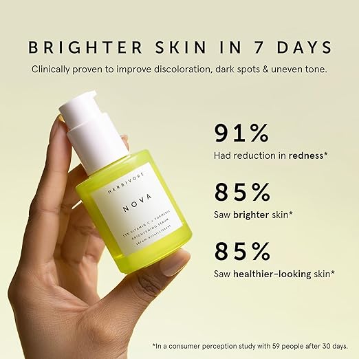 HERBIVORE Nova 15% Vitamin C + Turmeric Brightening Serum for Dark Spots Hyperpigmentation + Even Skin Tone | Vegan Plant-Based Cruelty-Free 30 mL / 1 oz