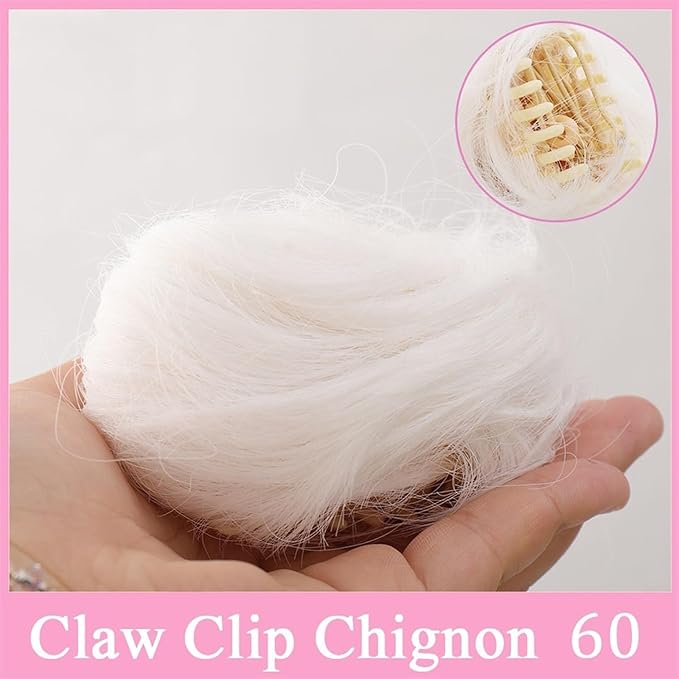 messy bun hair piece Space Buns Hair Pieces Mini Claw Clip in Hair Bun Messy Cat Ears Hair Bun Extension Synthetic Donut Wig Accessory Updo Hairpieces for Women Girls bun hair pieces for women ( Colo