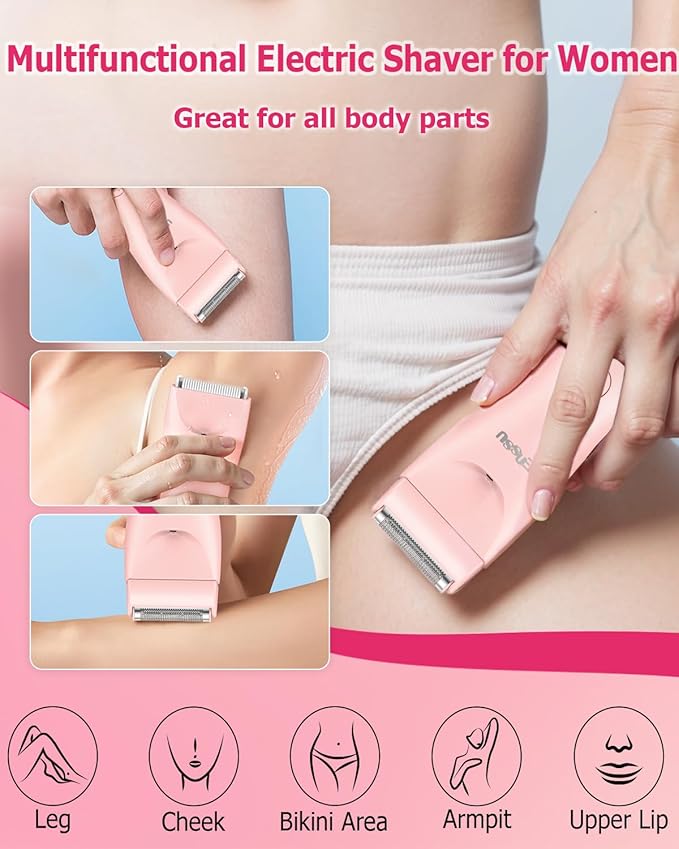 2in 1 Bikini Trimmer Electric Razors for Women with LED LightRechargeable Body Pubic Hair Trimmer Women with LCD Display Lady Shaver for Leg/Arms/BikiniWaterproof Gift for Woman