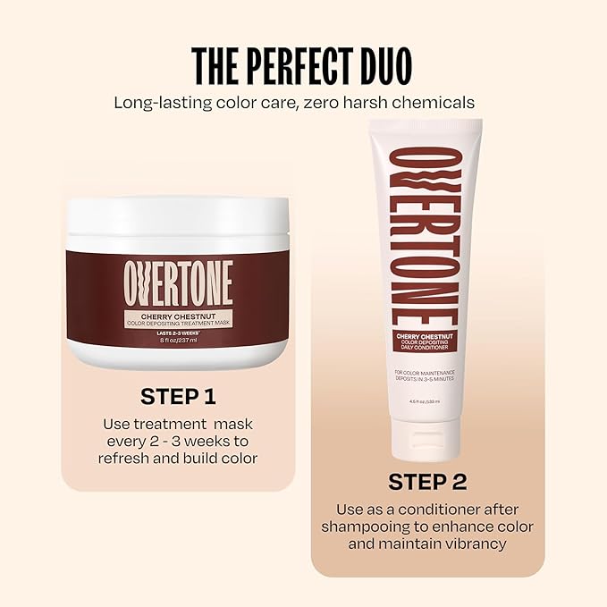 Overtone Semi Permanent Hair Color Conditioner Cherry Chestnut 8 oz Nourishing Damage-Free Color Depositing Mask for All Hair Types with Shea Butter &amp Coconut Oil Vegan &amp Cruelty-Free