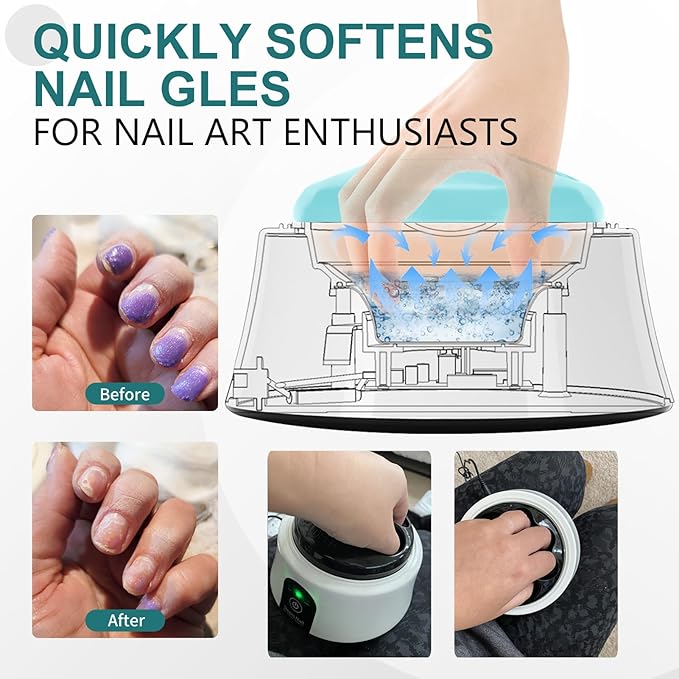 Nail Soaking Bowl Electric Soak off Bowl Manicure Soaker Nail Polish Remover Machine with Color Cuticle Nail Pusher for Gel Polish Acrylic Nails Dip Powder Removal Blue