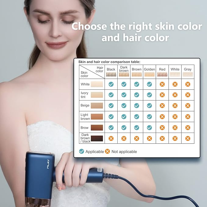 MLAY IPL Hair Removal Device Ice Cooling Protection Laser Permanent Whole Body Hair Remover for Home Use Women and Men (Bule)