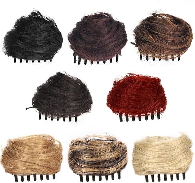 Messy Bun Hair Piece for Women Space Buns Hair Pieces Mini Claw Clip in Hair Bun Messy Cat Ears Hair Bun Extension Synthetic Donut Wig Accessory Updo Hairpieces for Women Girls Fake Hair Accessorie