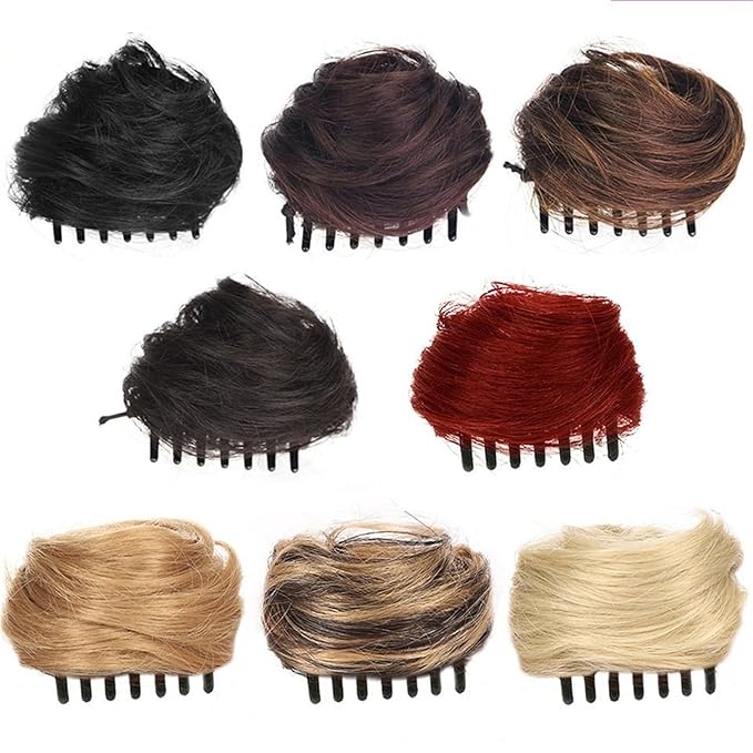 messy bun hair piece Space Buns Hair Pieces Mini Claw Clip in Hair Bun Messy Cat Ears Hair Bun Extension Synthetic Donut Wig Accessory Updo Hairpieces for Women Girls hair buns hair piece(18H613)