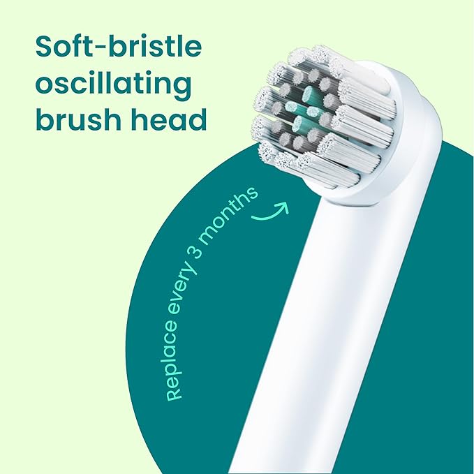quip Rev 360 Oscillating Electric Toothbrush Heads - 4 Pack - Verified quip Brush Head Refills for Oscillating Toothbrushes - Soft Bristles Dual-Length Compact - Last 3 Months Each - White