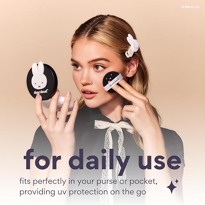 dearcloud Miffy Dear Sun Tone Perfecting SPF Cushion Refill Set SPF 50+ ? Color Adapting Sunscreen Korean Sunscreen SPF 50 (.53 oz)