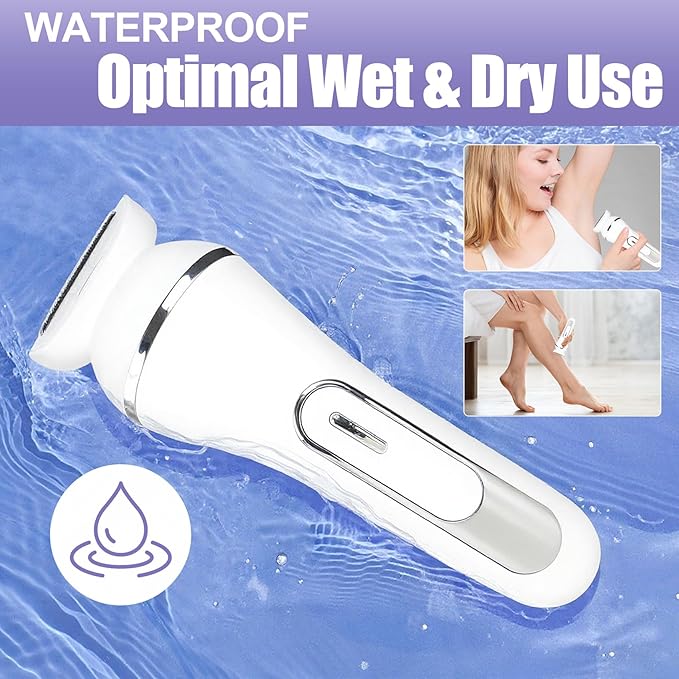 3.0 Women Face Epilator 7-in-1 Rechargeable Facial Hair Remover with LED Battery Display Facial Shaver for Face Eyebrow Nose Trimmer (White)