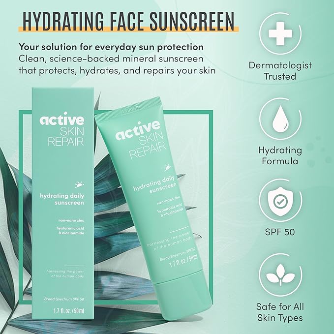 draft Skin Repair SPF 50 Hydrating Daily Sunscreen and Face Moisturizer Non-Nano Zinc Non-Toxic Broad Spectrum Protection Hydrating Mineral Facial Sunscreen 1.7 fl. oz.