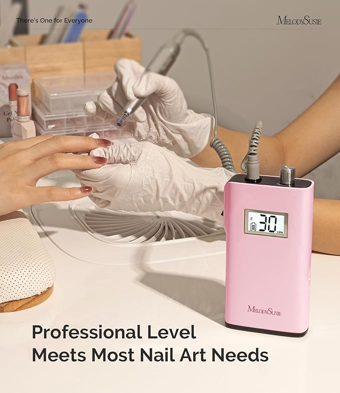 MelodySusie Entry-Level Clip-On Cordless Nail Drill SC320H 30000RPM Popular Classic E-File with LCD Display for Manicure Shaping &amp Gel Removal Perfect for Training Nail Art Practice &amp Home