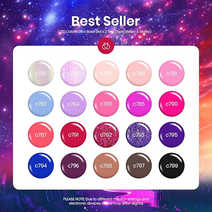 Beetles Pink Gel Nail Polish Red Purple Nude Blue Glitter 20 Colors Gel Polish Set Romance Rebellion with Base &amp Top Coat Soak off Uv LED Cured Nail Art Design Salon Home Gift for Women