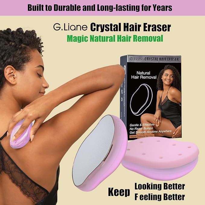 Crystal Hair EraserUpgraded Painless Crystal Hair RemoverEffective Nano Glass Hair Removal Device and Skin ExfoliationBody Epilator for Women and Men(Light Pink)