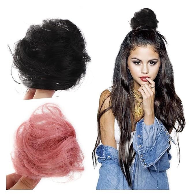 messy bun hair piece 2PCS Accessory Synthetic Hair Bun Ponytail Hairpieces for Women Girls Cat Ears Hair Donut Chignon Claw Clip in Messy Bun Mini Updo Extensions Wig hair buns hair piece ( Color : F