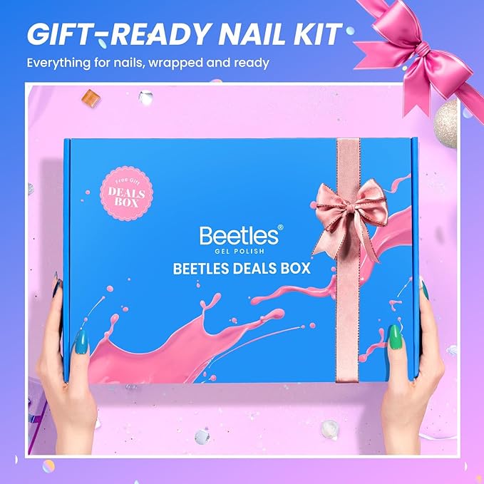 Beetles Gel Nail Polish Kit with U V Light - Gift Box Wild Gleam Collection 36 Colors Nail Polish Kit 75 Pcs for Women Girls Gel &amp Top Base Coat with Brushes &amp False Nails Tip Must Have Salon
