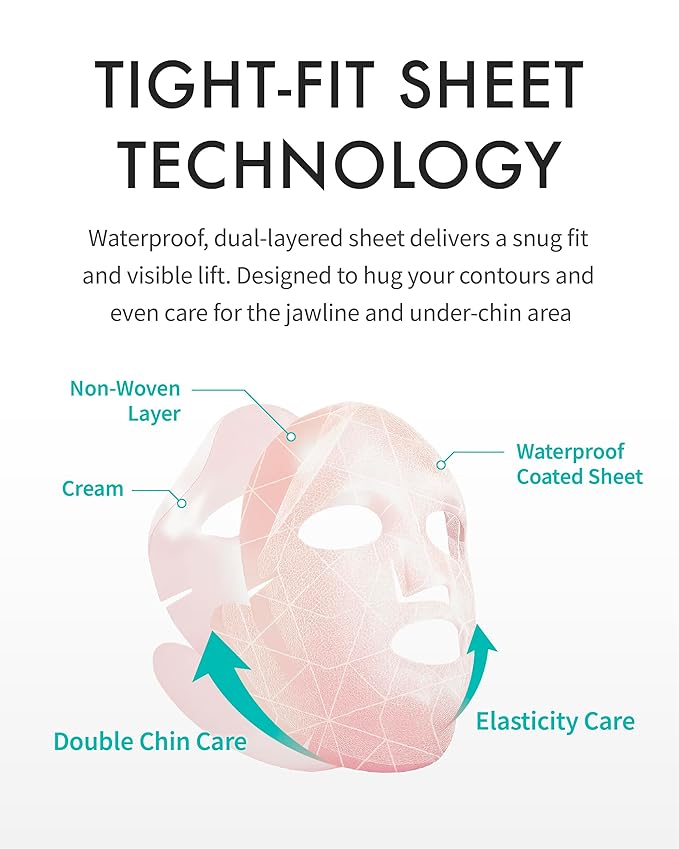 REJURAN® Perfect V Tighter Dual-Sheet Lifting Sheet Mask c-PDRN® (4ea) ? Face &amp Jawline Lifting and Firming Original PDRN &amp Purecolla Deep Moisturizing Skin Tightening Anti-Aging Korean Ski