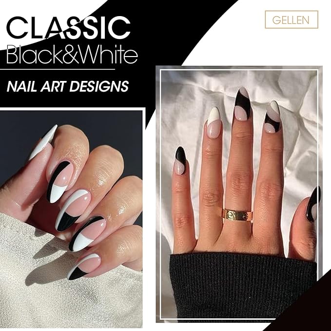 Gellen Gel Nail Polish Starter Kit with U V Light - 12 Colors Solid Black White Pink Blue Gel Polish with 72W Nail Lamp Top Base Coat Nail Tools Gel Nail Polish Kit Nail Gel All-In-One Manicure Set