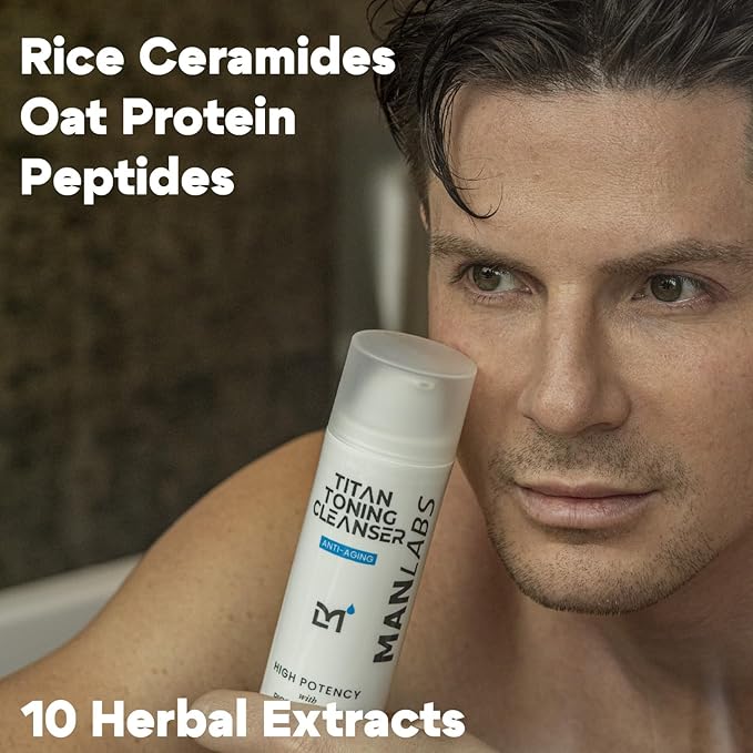 Titan Anti-Aging Mens Face Wash ? For Men Cleanse Hydrate Revitalize ? Gentle Exfoliating Face Cleanser ? Men Skin Care ? Herbal Extracts Ceramides Peptides All Skin Types ? Unscented