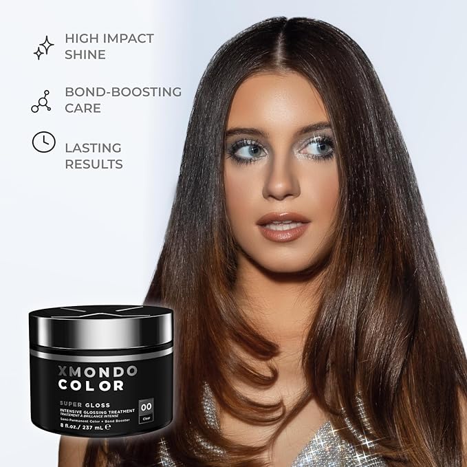 XMONDO Hair Super Gloss Intensive Glossing Treatment | Infused with Bond Booster Technology to Boost Shine &amp Hyaluronic Acid for Nourishment Revitalization &amp Repair Vegan Formula 8 Fl Oz 1-