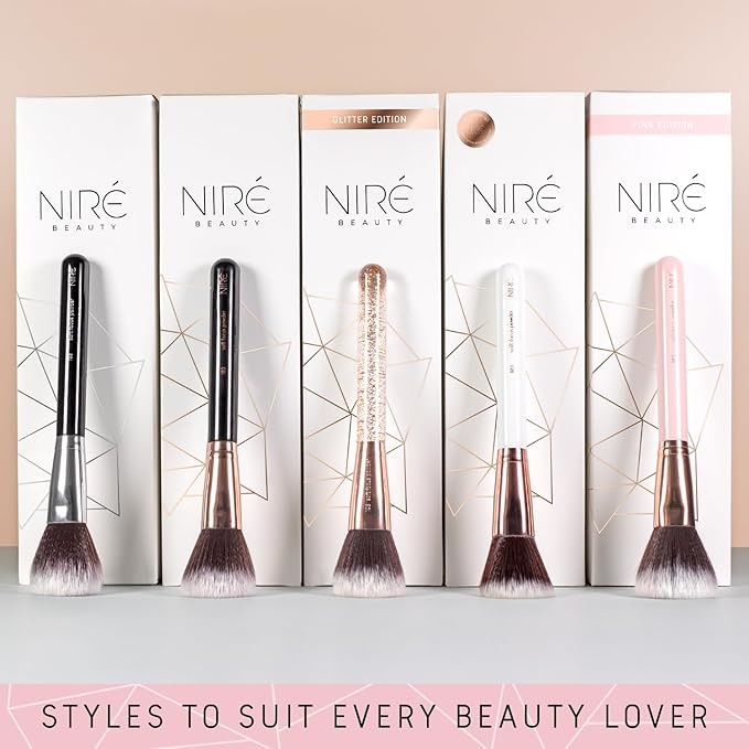 Nir? Beauty 15piece Award Winning Pink Makeup Brushes: Pink Makeup Brush Set with Case Makeup Sponge Brush Cleaner Guide Gift Box
