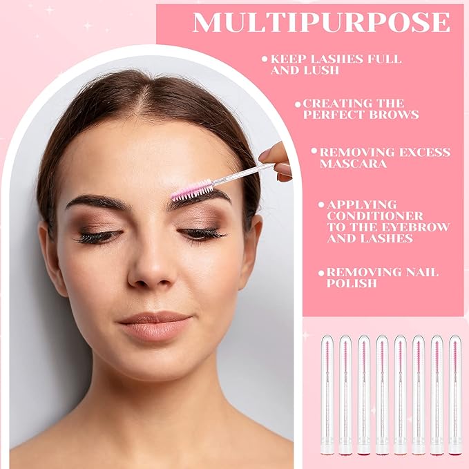 200 Pieces Mascara Wand Tube Set 100 Pcs Lash Spoolies for Eyelash Extensions 100 Pcs Diamond Empty Mascara Brush Disposable Colorful Eyebrow Applicator Makeup Tool Mix Color (Cute)