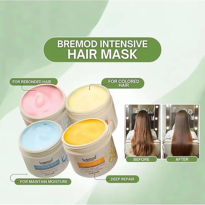 Bremod Performance Wheat Protein Hair Mask Intensive Repair Treatment for Color-TreatedDamaged Hair Strengthens Boosts Elasticity Adds Volume Locks in Moisture 16.9 Fl Oz