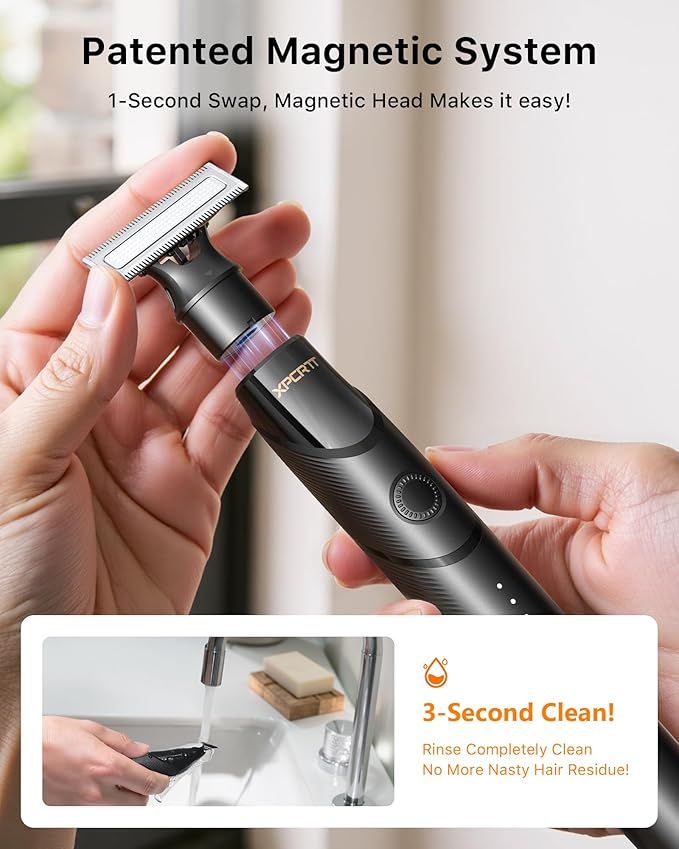 [2025 Upgraded] Beard &amp Nose Hair Trimmer Kit [All-in-One] 12 in 1 Rotating Comb Travel Body Hair Electric Shaver for Men USB-C Fast Charging Painless Razor Waterproof Wet/Dry Black(Pack)