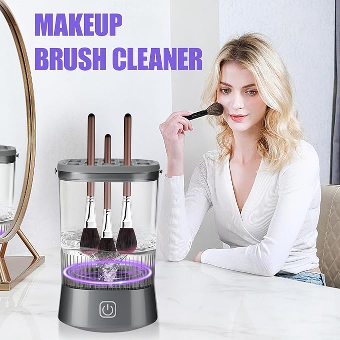 Electric Makeup Brush Cleaner Auto-Rotating Brush Cleaner for Deep Cleaning One-Click Operation Automatic Spinning Cosmetic Brush Cleaner Suitable for All of Makeup Brushes