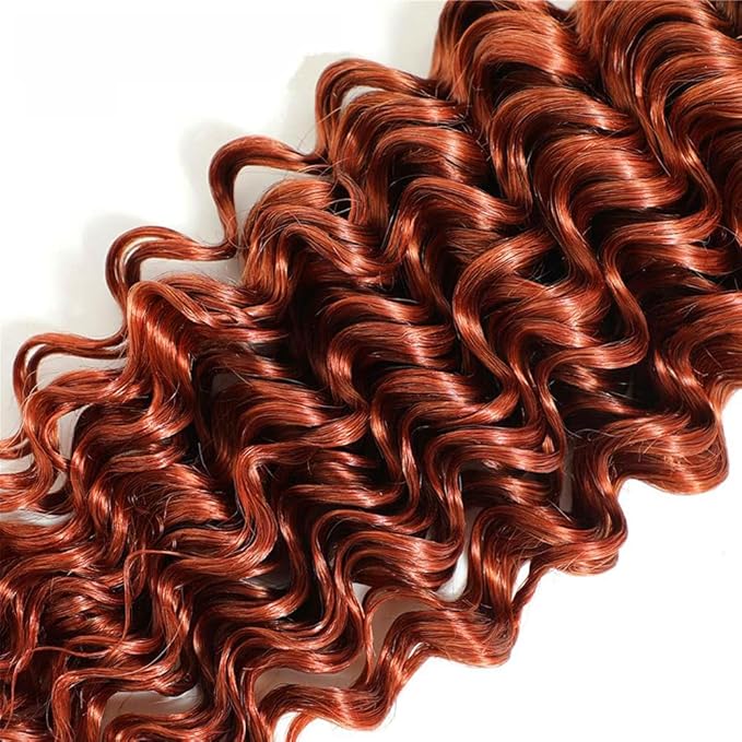 Color #33 Reddish Brown Bundles Human Hair Deep Wave 3 Bundles 14 14 14 Inch Unprocessed Brazilian Virgin Remy Copper Red Deep Curly Bundle Human Hair Extensions